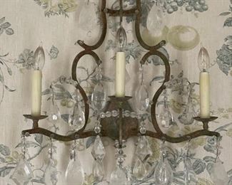 Three-Arm Crystal Chandelier - 4 available. Each measures 27" H x 21" W. Photo 2 of 3. 