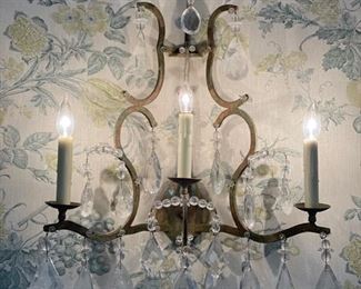 Three-Arm Crystal Chandelier - 4 available. Each measures 27" H x 21" W. Photo 1 of 3. 