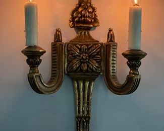 Panache Tranon Sconce - 4 available. Finish: 24K Yellow Gold. Each measures 13" W x 6" D x 17.5" H. 