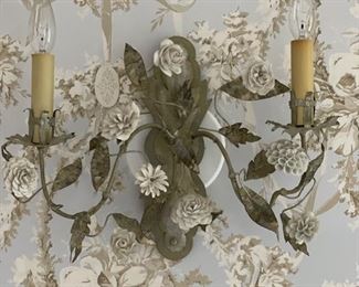 Floral Two-Arm Sconce - 2 Available. Each measures 10"H x 14" W. Photo 1 of 3. 
