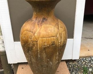 A PAIR OF GREAT OUTDOOR URNS.