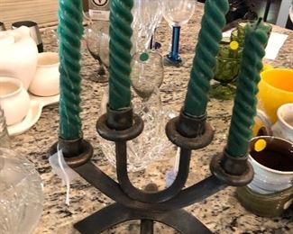 YATES WROUGHT IRON CANDELABRA.
