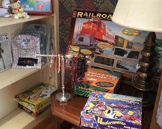 New in. Box Train set, puzzles and games