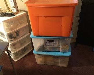 Bins full of Holiday decor