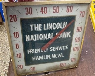 THE LINCOLN NATIONAL BANK FRIENDLY SERVICE HAMLIN, W. VA THERMOMETER
