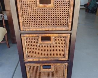 Narrow Cabinet with Wicker Drawers