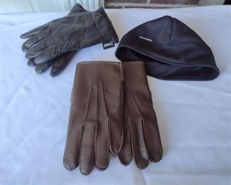 Men's Leather Gloves and Hat