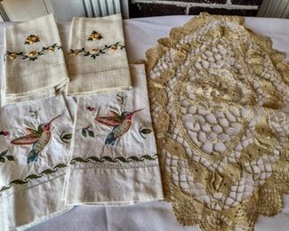 Lace Dollie and Embroidered Hand Towels