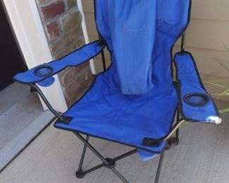 Blue Folding Chair- 2 cup holders