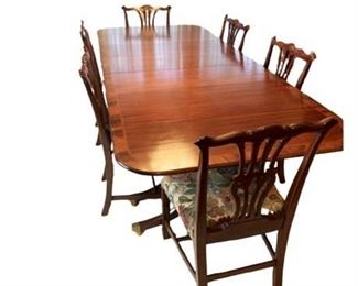 Lot 002
Banded Mahogany Dining Room Set 6 Chairs & 3 Leaves