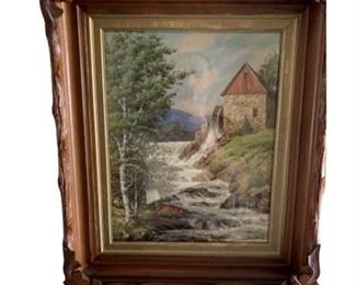 Lot 023
Vintage Print of Mill with Antique Frame