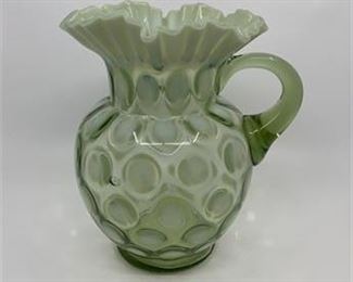 Lot 064
Fenton Green Coin Dot Large Pitcher