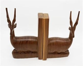 Lot 175
Mid Century Carved Wood Antelope Book Ends