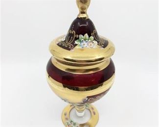 Lot 185
Czech Bohemian Pedestal Compote Ruby Glass
