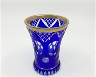 Lot 187
Moser Cobalt Blue Cut To Crystal Miniature Vase