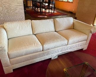 White Thomasville couch, Asian print