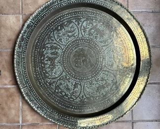 Vintage Asian Handmade Brass Wall Hanging or Table Top (very large and heavy)