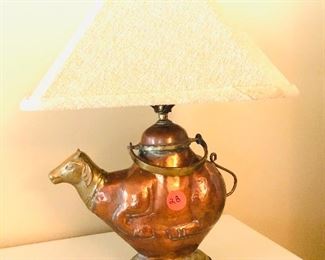 Copper pitcher bull lamp