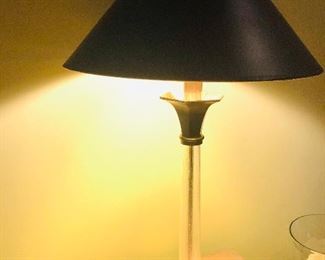 Pair of Chapman crystal and brass lamps