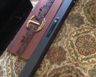 Projector screen in carry case is 55 inches wide, with 52-53 inch wide screen, super like new