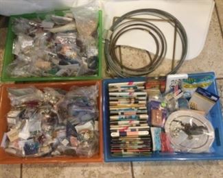 Misc beads, findings, metal hoops rings, packages trim, etc.