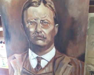 Original oil painting by David Weimers, Theadore Roosevelt in his glory, we love it, no room at the inn. David does not sell his originals, so this is a rare find.