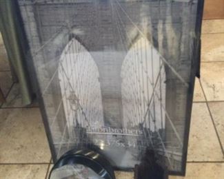 Poster frame new in package, rear view mirror for garage or drive, wood carved holder