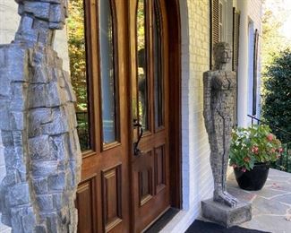 PHILLIPS COLLECTION, PUZZLE MAN & WOMAN SCULPTURE, ALUMINUM, 15X14X72