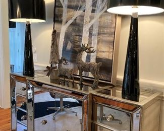 PAIR OF MATCHING OMNI MIRRORED BUFFET CONSOLES, 72LX18DX40H