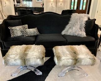 (4) MATCHING MASSOUD OTTOMAN/BENCHS IN HAWK BEIGE HAND SPUN ‘TIBIETIAN FUR’ WOOL W/ ACRYLIC BASE (2 OF 4 SHOWN IN PHOTO)