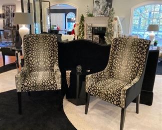 (8) CUSTOM DESIGNER DINING OR ACCENT CHAIRS IN KANO FLANNEL FABRIC (2 OF 8 SHOWN IN PHOTO), 23.5WX24DX43H