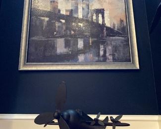 BROOKLYN BRIDGE FRAMED PRINT, METAL PLANE