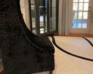 (2) PASHA, ANDRE CHAIRS IN SCULPTURE BLACK FUR' WITH ACCENT PILLOW (1 OF 2 SHOWN)