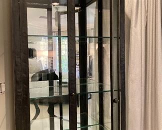 ARTISTICA CURIO CABINET WITH LIGHT, GLASS SHELVES AND BLACK METAL TRIM