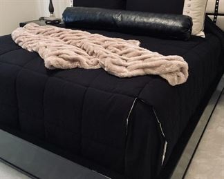 MARGE CARSON KING BEDFRAME WITH CAVIAR/BOOTSTRAP STAINLESS STEEL FINISH DETAILS