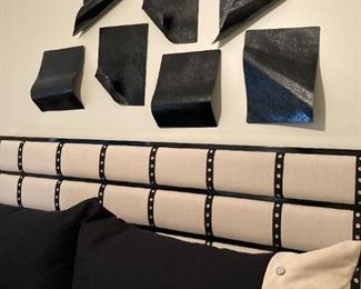 PHILLIPS COLLECTION, ANTIQUE IRON SHEET WALL TILE SCULPTURE, 12 X 3 X 16H