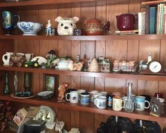 assortment of glassware, coffee mugs, cookie jar, lantern, and much more
