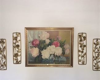 decorative wall hangings with picture of flowers 