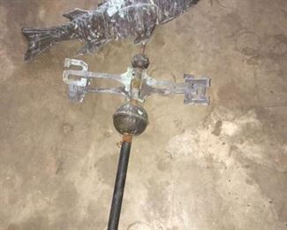 aged copper fish weather vane