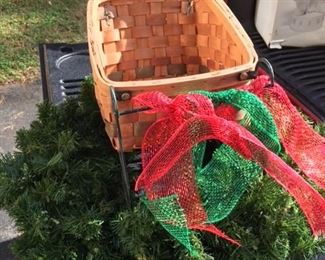 nice Christmas sleigh arrangement and wreath