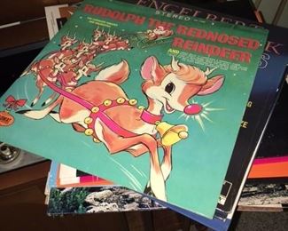 collection of old vinyl LPs 