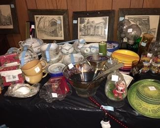 collection of clarksville, Prints and other great glassware and vintage items