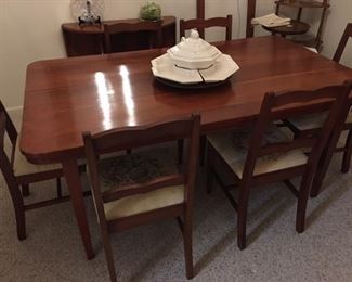 hand made Cherry dining room table with six matching chairs
