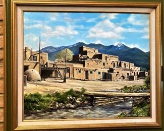 "Taos Pueblo" - original oil by Heinz Stoecker (20 inches x 24 inches)