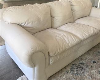 Plush off-white leather sofa