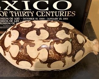 Hand carved and hand painted lidded bowl