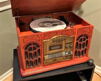 Record & cassette player; TV stand