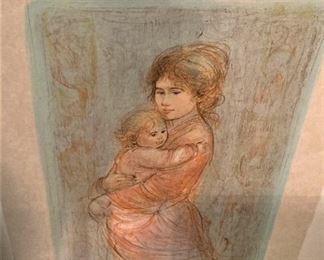 Framed art by Edna Hibel   (Hibel passed away on December 7th, 2014 in Palm Beach Gardens, Florida just one month short of her 98th birthday.)