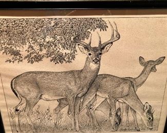 Pen & ink print by Charles Beckendorf  (Before he was a Texas Artist, Charles grew up in Mathis, Texas, where generous land owners gave him permission to wander freely over their ranches and he observed creatures in their natural surroundings.)