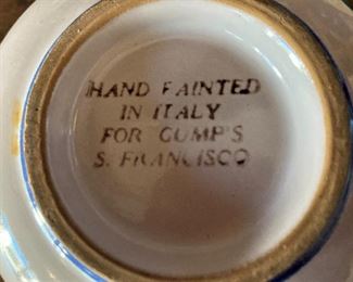 Dishes - hand painted  dishes in Italy for Gump's in San Francisco